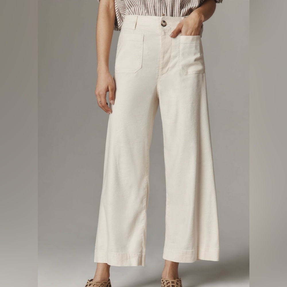 NWT Maeve Colette Linen Cropped Wide-Leg Pant
